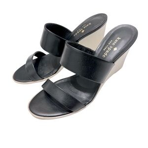 Kate Spade Abilene Black White Wedges Heels Sz 7